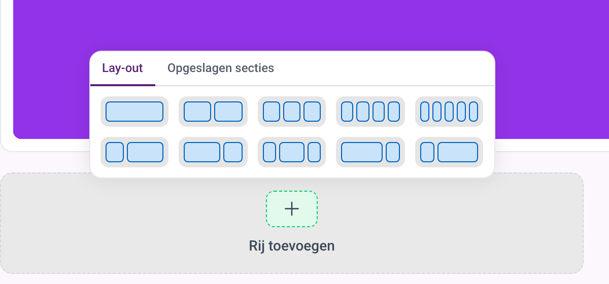 Het venster Rij toevoegen met tien lay-outs.