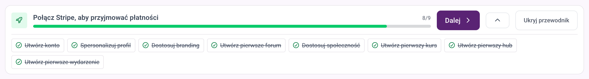 Lista kontrolna Pierwsze kroki ze wszystkimi krokami
